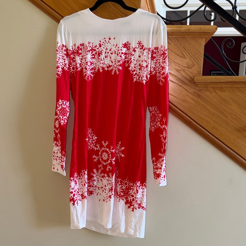 Chic Me Red and White Snowflake Dress Size XL New